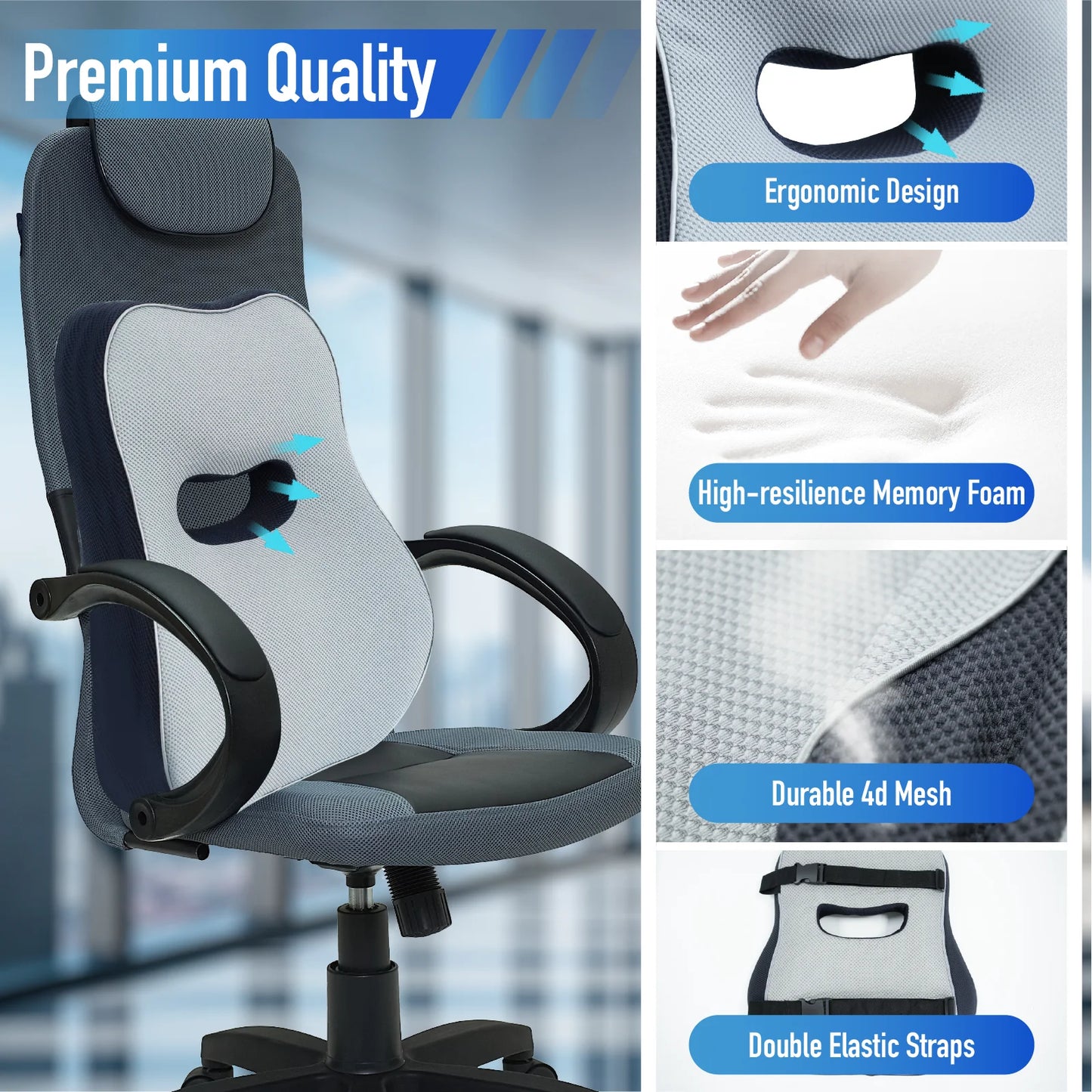 Lumbar Support Pillow Durable Plum Fixing Straps Buckles Comfortable Auto Car Accessories Ergonomic Back Pain Relief Office Soft