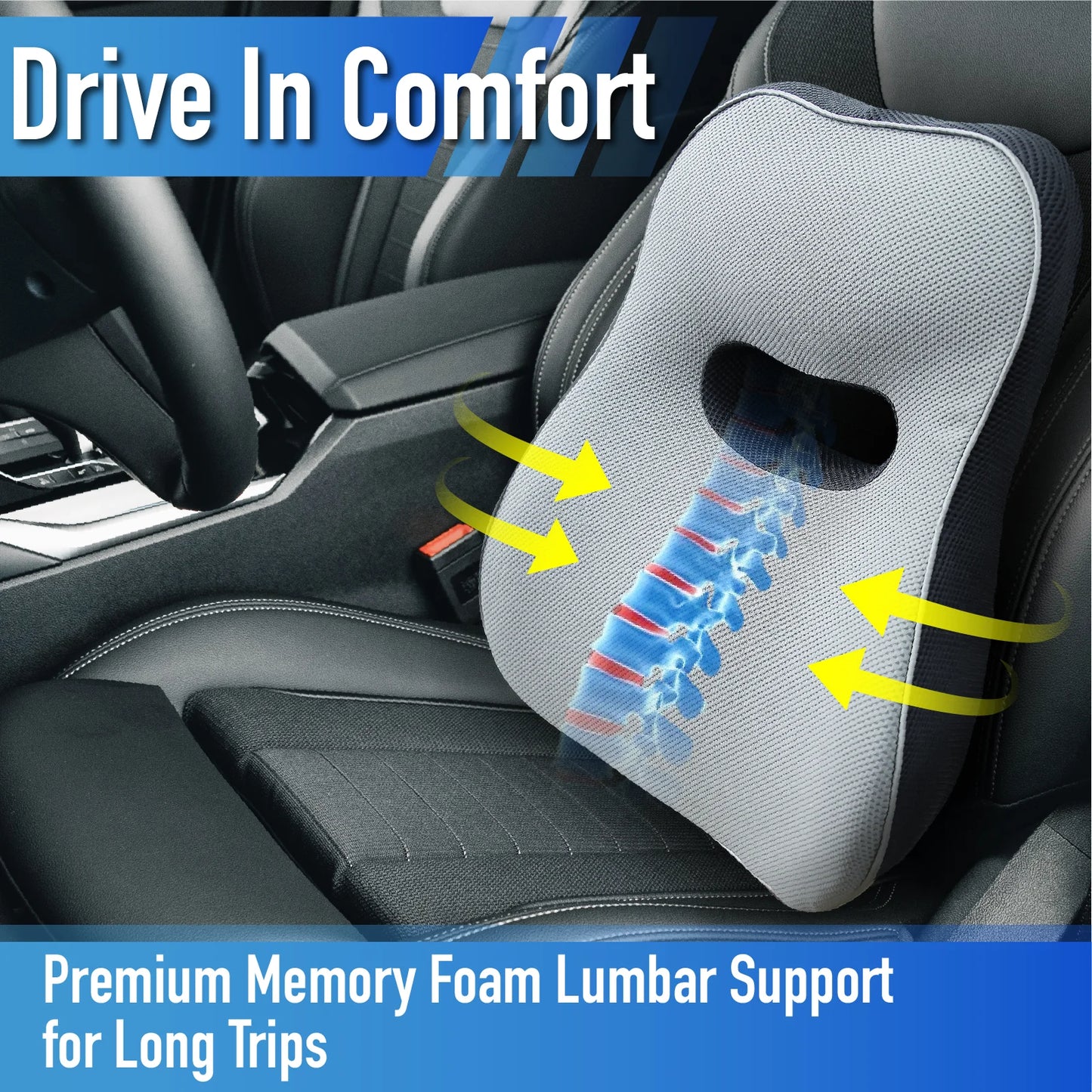 Lumbar Support Pillow Durable Plum Fixing Straps Buckles Comfortable Auto Car Accessories Ergonomic Back Pain Relief Office Soft