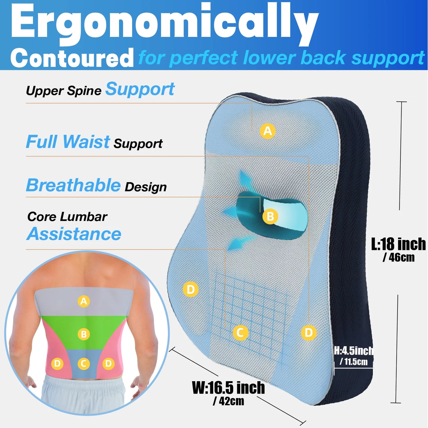 Lumbar Support Pillow Durable Plum Fixing Straps Buckles Comfortable Auto Car Accessories Ergonomic Back Pain Relief Office Soft